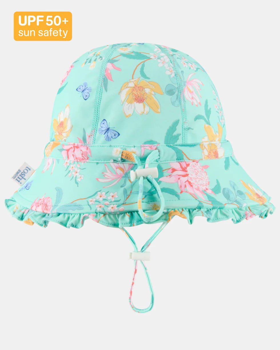 Swim Bell Hat Ripple Waratah Mint - Aster & Ruby