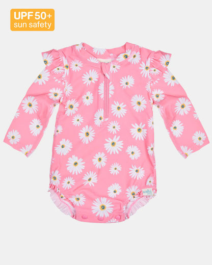 Toshi swim – Swim Onesie L/S Ripple Daisy Watermelon from Aster & Ruby