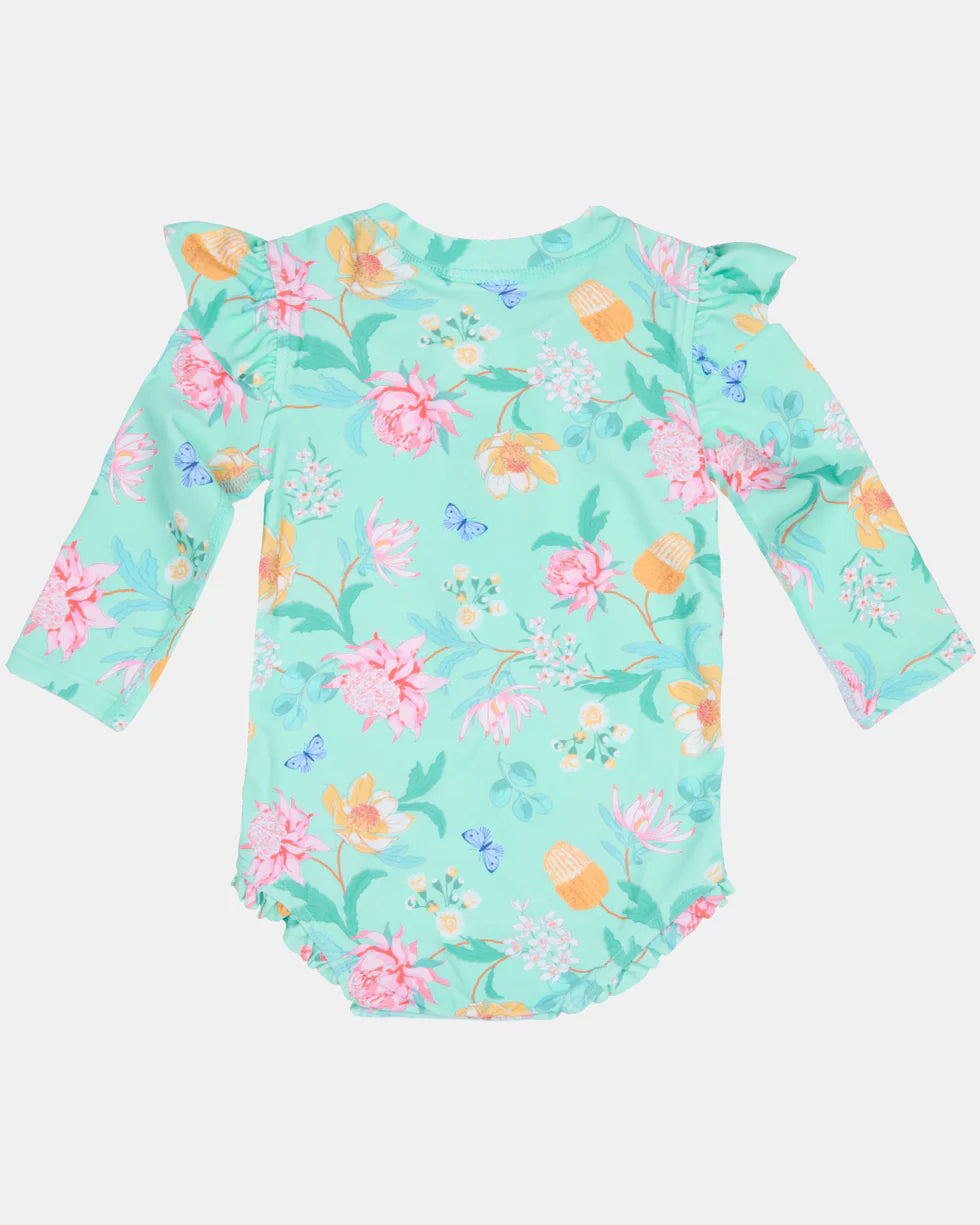 Toshi swim – Swim Onesie L/S Ripple Waratah Mint from Aster & Ruby