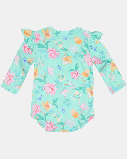 Toshi swim – Swim Onesie L/S Ripple Waratah Mint from Aster & Ruby