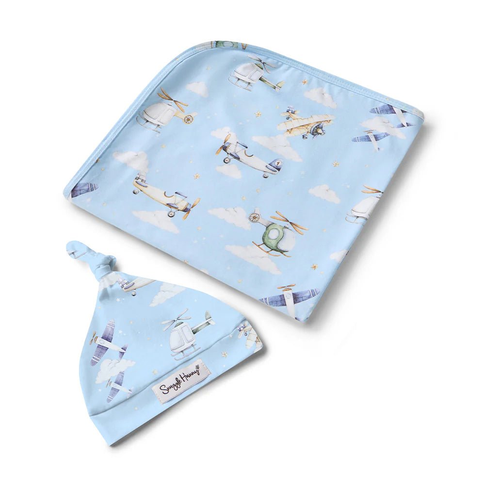 Taking Flight Jersey Wrap & Beanie Set - Aster & Ruby