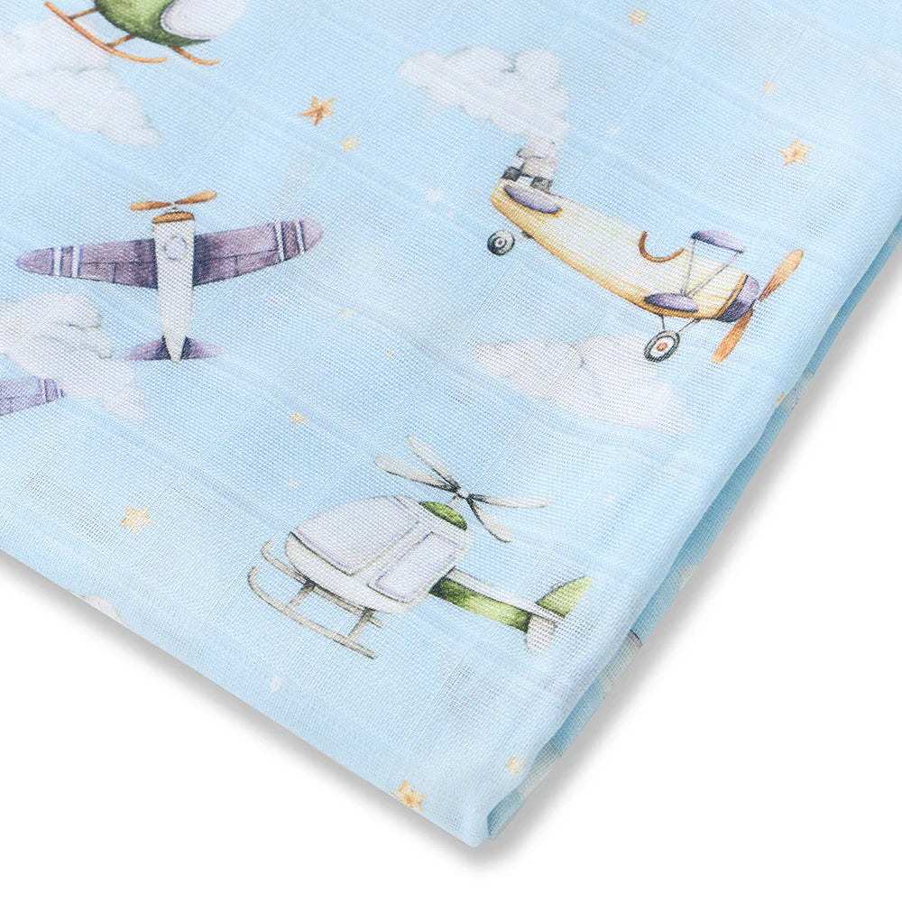 Snuggle Hunny Kids Taking Flight Organic Muslin Wrap | Aster & Ruby