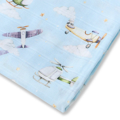 Snuggle Hunny Kids Taking Flight Organic Muslin Wrap | Aster & Ruby