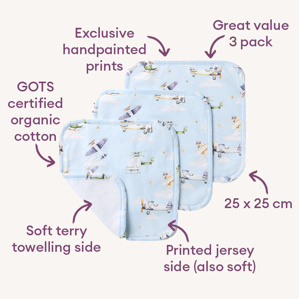 Taking Flight Organic Wash Cloths - 3 Pack