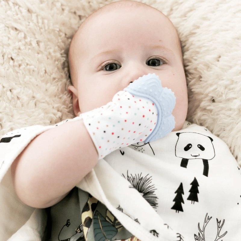 Teething Mitten Glove Baby Blue - Aster & Ruby