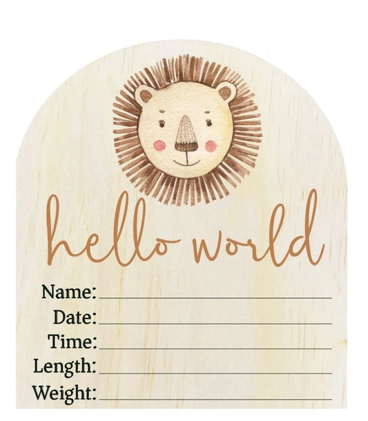 Timber Tinkers Hello World Lion Wooden Arch - Aster & Ruby