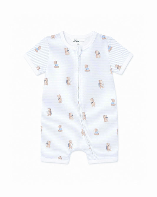 Brady Stripe Organic SS Zip Romper