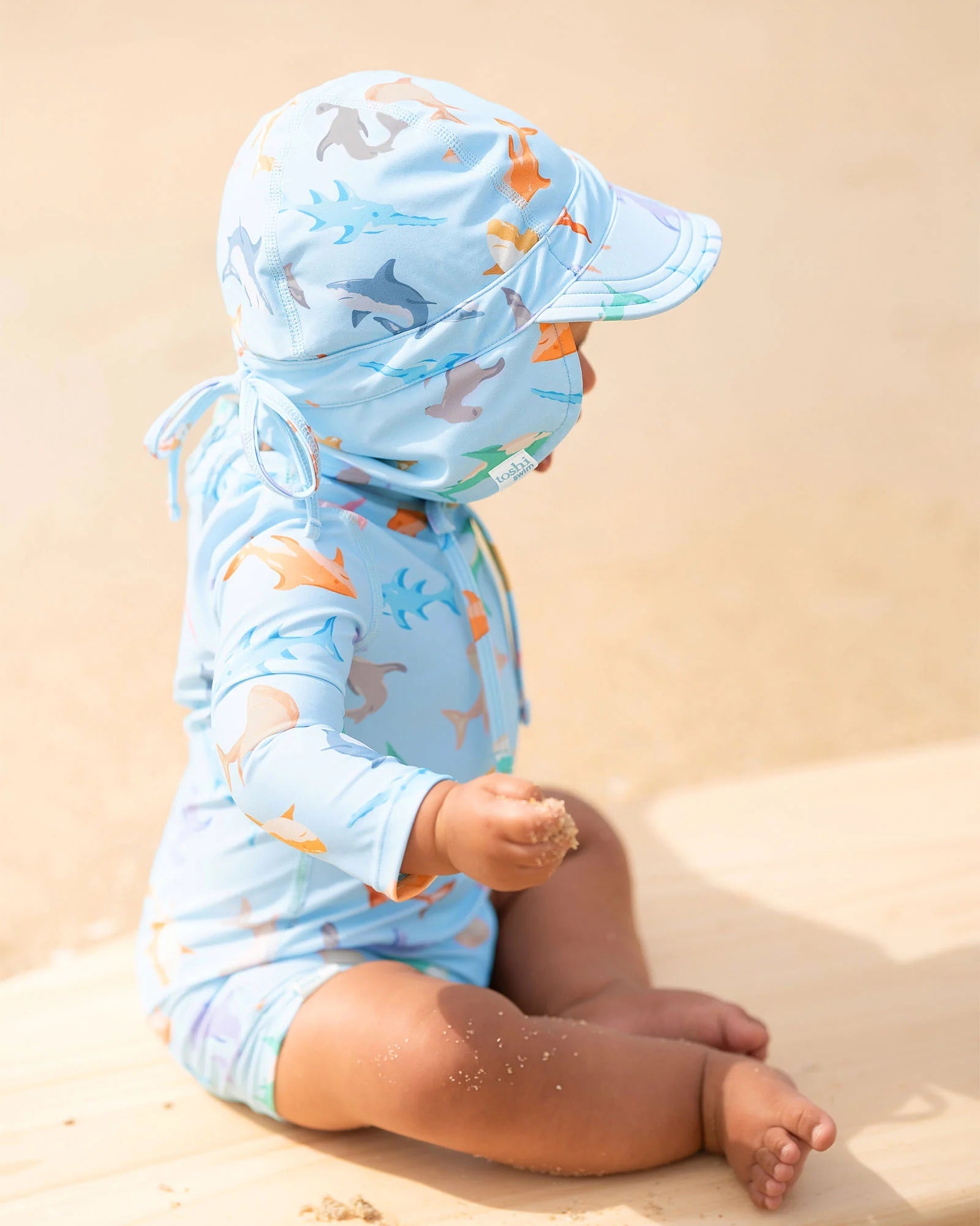 Toshi Swim Baby Flap Cap Classic - Sharky - Aster & Ruby