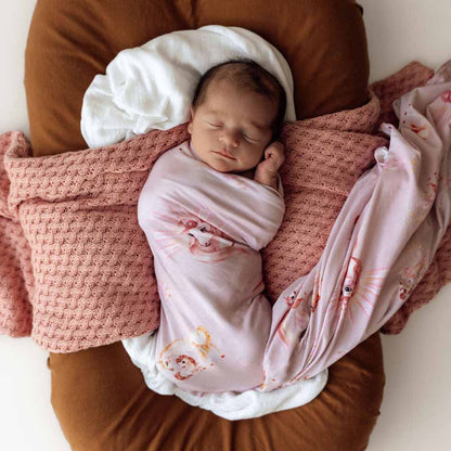Twinkle Organic Jersey Wrap & Topknot Set - Aster & Ruby