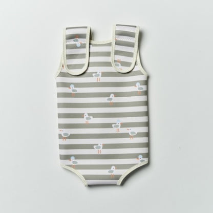 Natural Rubber Baby Wetsuit Sammy the Seagull Green Stripe