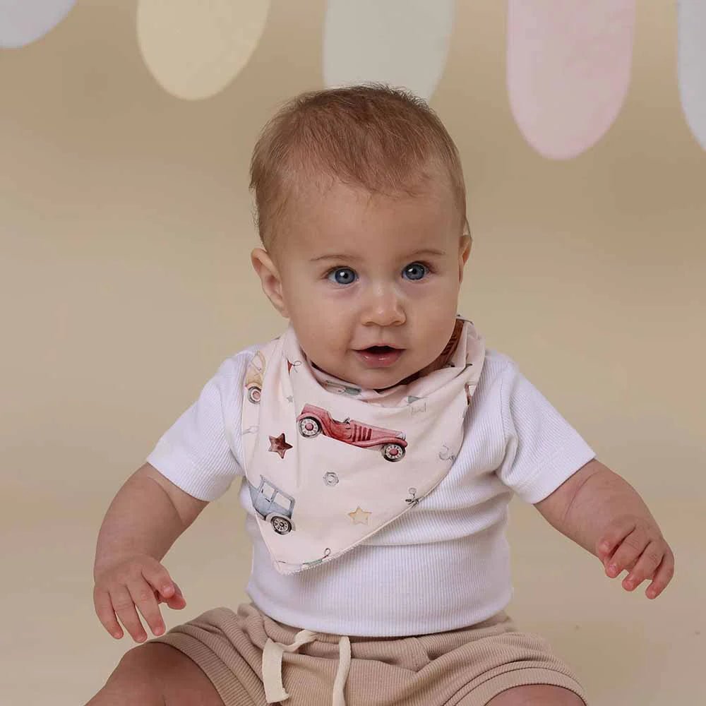 Vintage Cars Organic Dribble Bib - Aster & Ruby