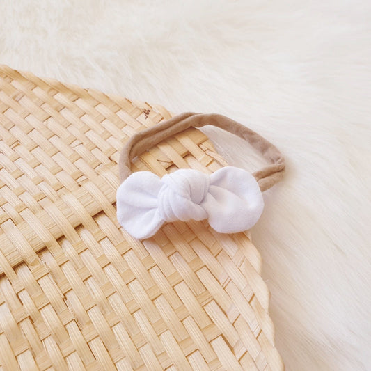 White Mini Bow Headband-Aster & Ruby