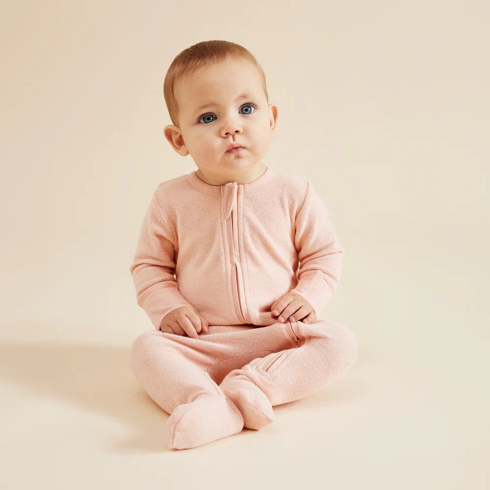 Wilson & Frenchy Cantaloupe Organic Terry Zipsuit-Aster & Ruby