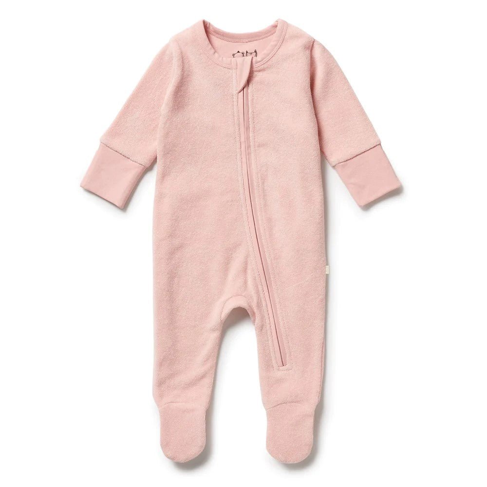 Wilson & Frenchy Cantaloupe Organic Terry Zipsuit-Aster & Ruby