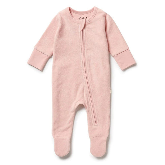 Wilson & Frenchy Cantaloupe Organic Terry Zipsuit-Aster & Ruby