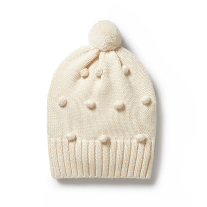 Wilson & Frenchy Ecru Knitted Bauble Hat-Aster & Ruby