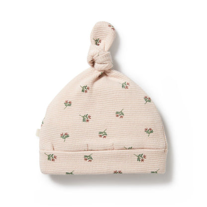 Wilson & Frenchy Emily Floral Waffle Organic Knot Hat-Aster & Ruby