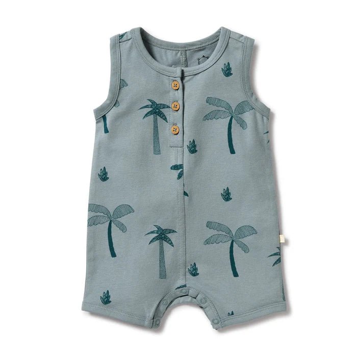 Wilson & Frenchy Organic Henley Growsuit - Palm Days - Aster & Ruby