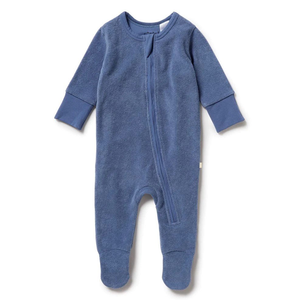 Wilson & Frenchy Raindrop Organic Terry Zipsuit-Aster & Ruby