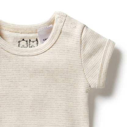 Wilson & Frenchy Stripe Rib Organic Bodysuit - Oatmeal - Aster & Ruby