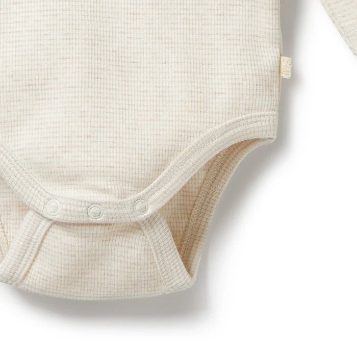 Wilson & Frenchy Stripe Rib Organic Bodysuit - Oatmeal - Aster & Ruby