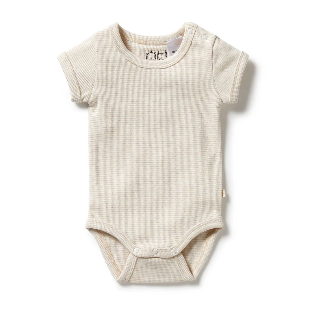 Wilson & Frenchy Stripe Rib Organic Bodysuit - Oatmeal - Aster & Ruby