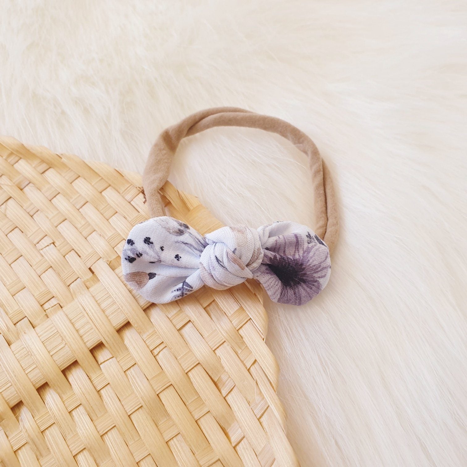 Winter Field Mini Bow Headband-Aster & Ruby