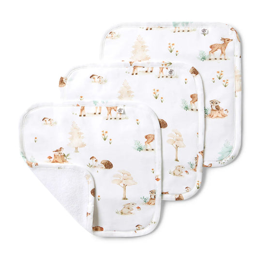 Organic Wash Cloths 3 Pack Woodland Tales