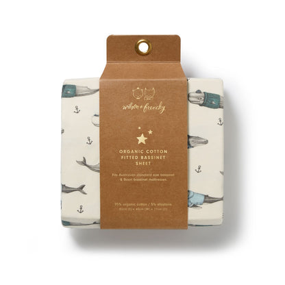 Woolly Whales Organic Bassinet Sheet