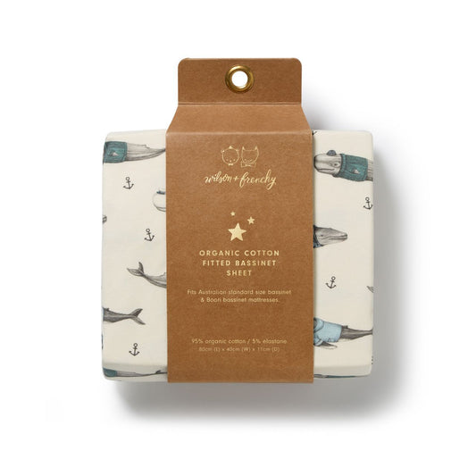 Woolly Whales Organic Bassinet Sheet