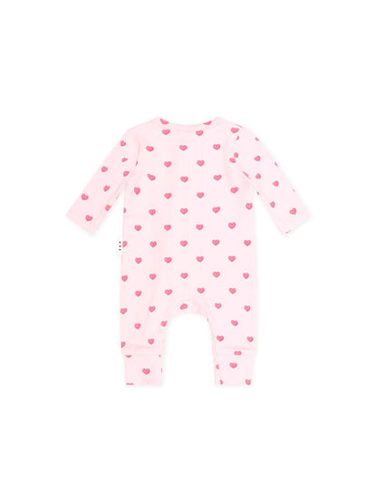 I Heart You Pointelle Frill Zip Romper