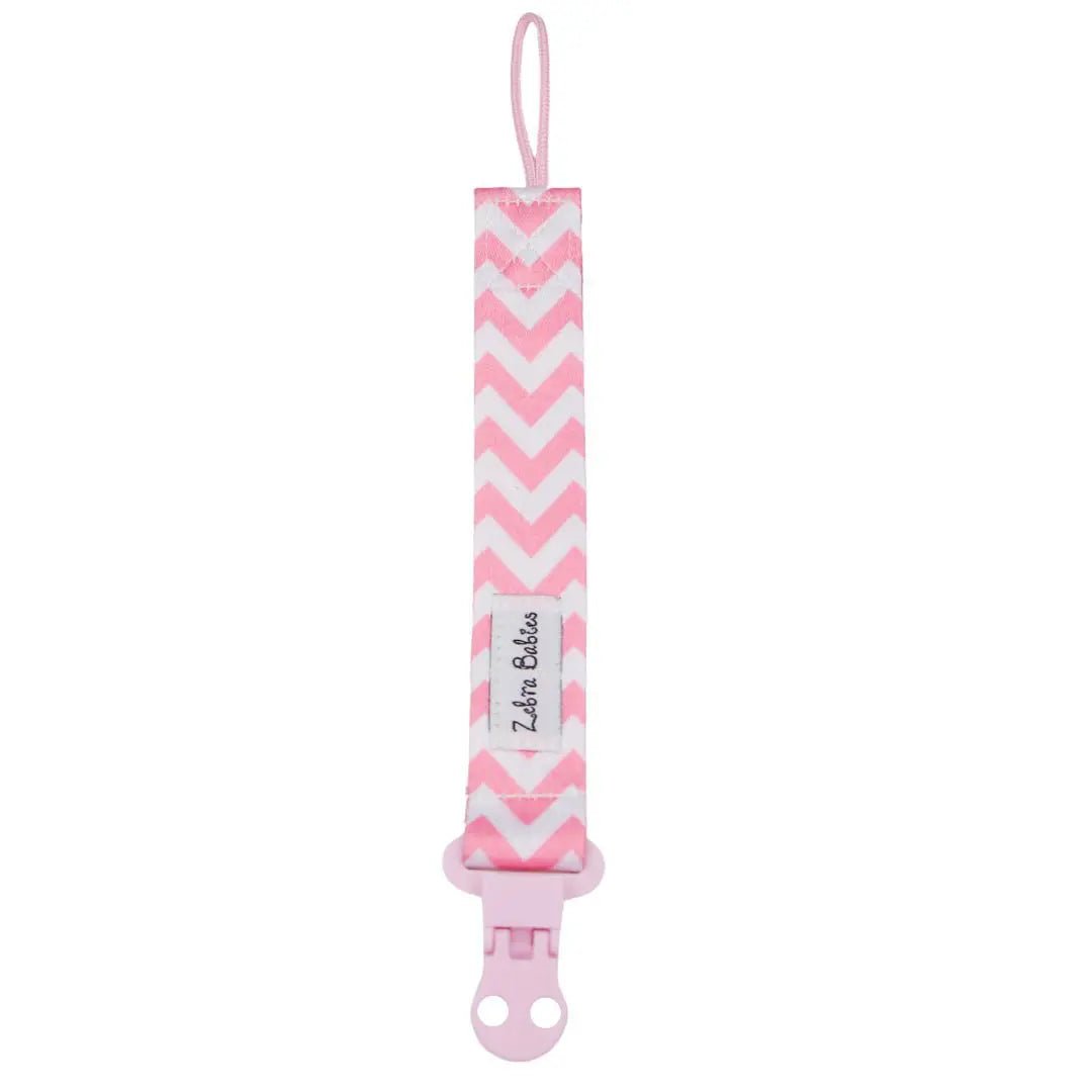 Zebra Babies Dummy Clip - Pink Chevron - Aster & Ruby