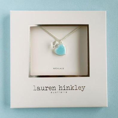 Lauren Hinkley Blue Glitter Heart Necklace