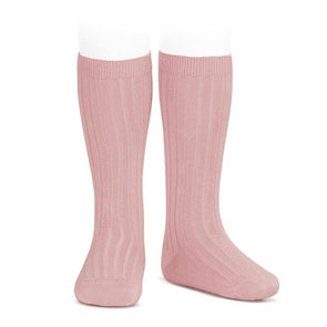 Condor Ribbed Knee High Socks Pale Pink