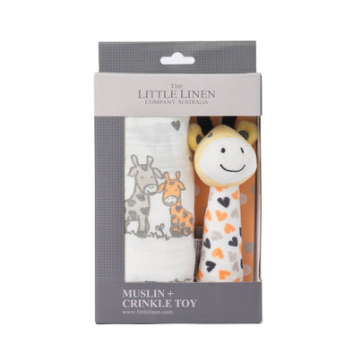 Muslin Wrap & Crinkle Toy Set Giraffe