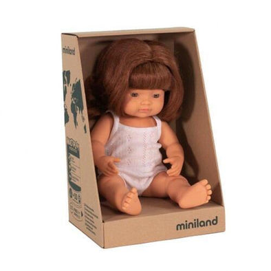 Miniland Anatomically Correct Baby Doll Caucasian Red Head Girl, 38 cm