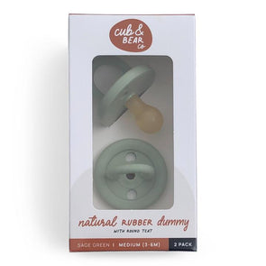 Cub & Bear Co Natural Rubber Dummy 2pk Sage Green