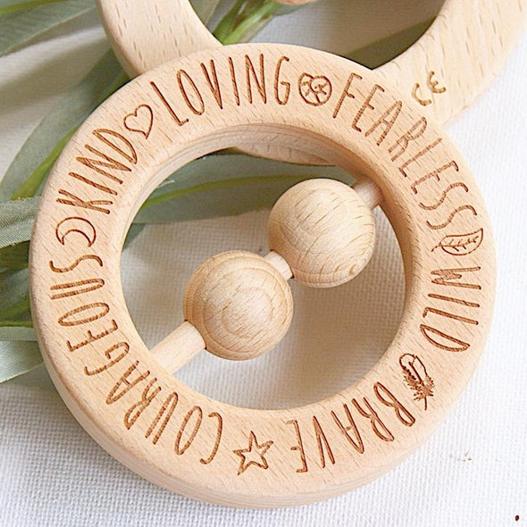 Natural Wooden Teething Rattle Ring You Are...