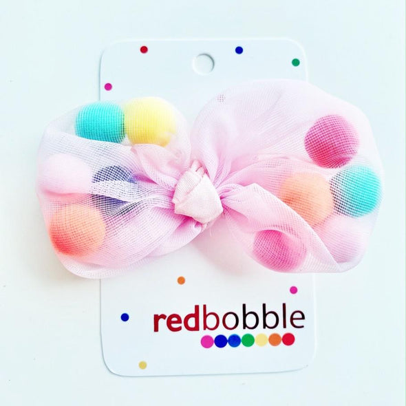 Pink Pom Pom Hair Clip