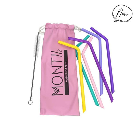 MontiiCo Silicone Straw Set Pink