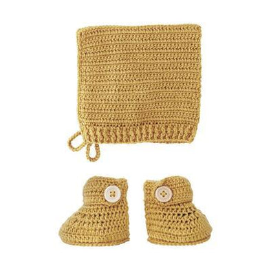 O.B. Designs Crochet Bonnet & Bootie Set Tumeric