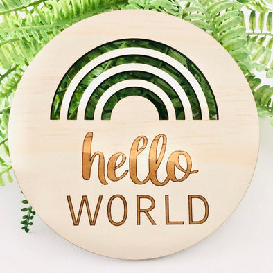 Timber Tinkers Hello World Rainbow Cutout Disc