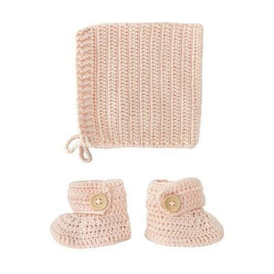 O.B. Designs Crochet Bonnet & Bootie Set Peach