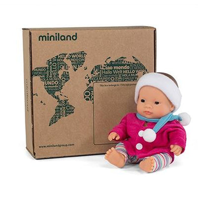 Miniland Anatomically Correct Baby Doll Asian Girl and Outfit Boxed, 21 cm