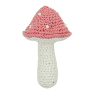 Pink Toadstool Crochet Rattle
