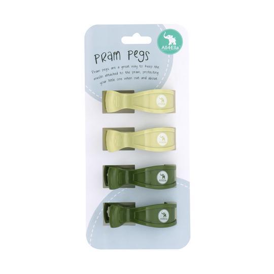 All4Ella Pram Pegs 4pk Soft Lime/Forest Green