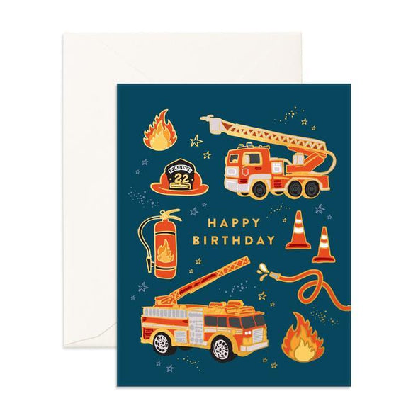 Fox & Fallow Card Birthday Fire Trucks