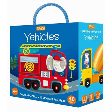 Sassi 3D Puzzle and Book Set Learn Shapes With Vehicles