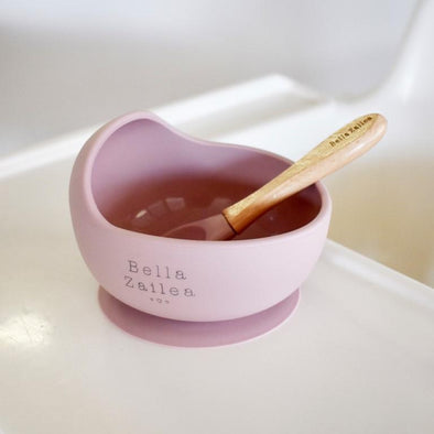 Bella Zailea Silicone Suction Bowl & Spoon Dusty Pink