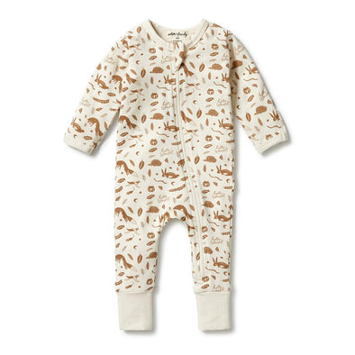 Wilson & Frenchy Organic Zipsuit With Feet Hello World